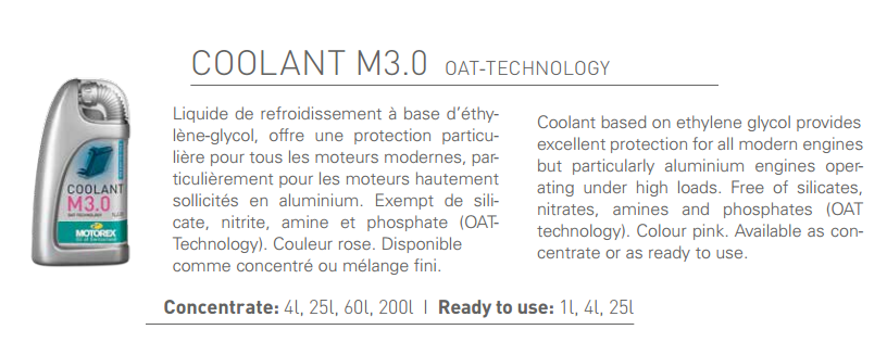 ACEITE MOTOREX COOLANT M3.0 READY TO USE 1L.